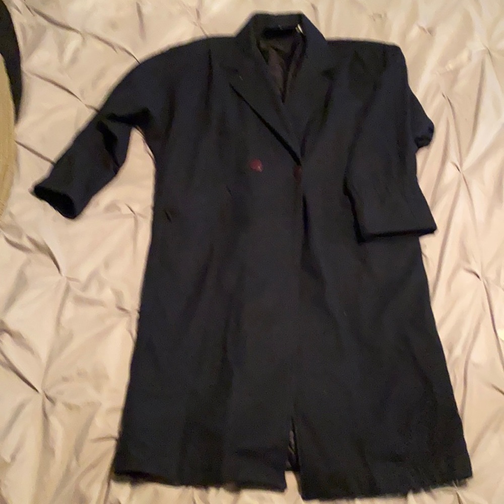 Michelle Stuart vintage navy trench coat size 7/8